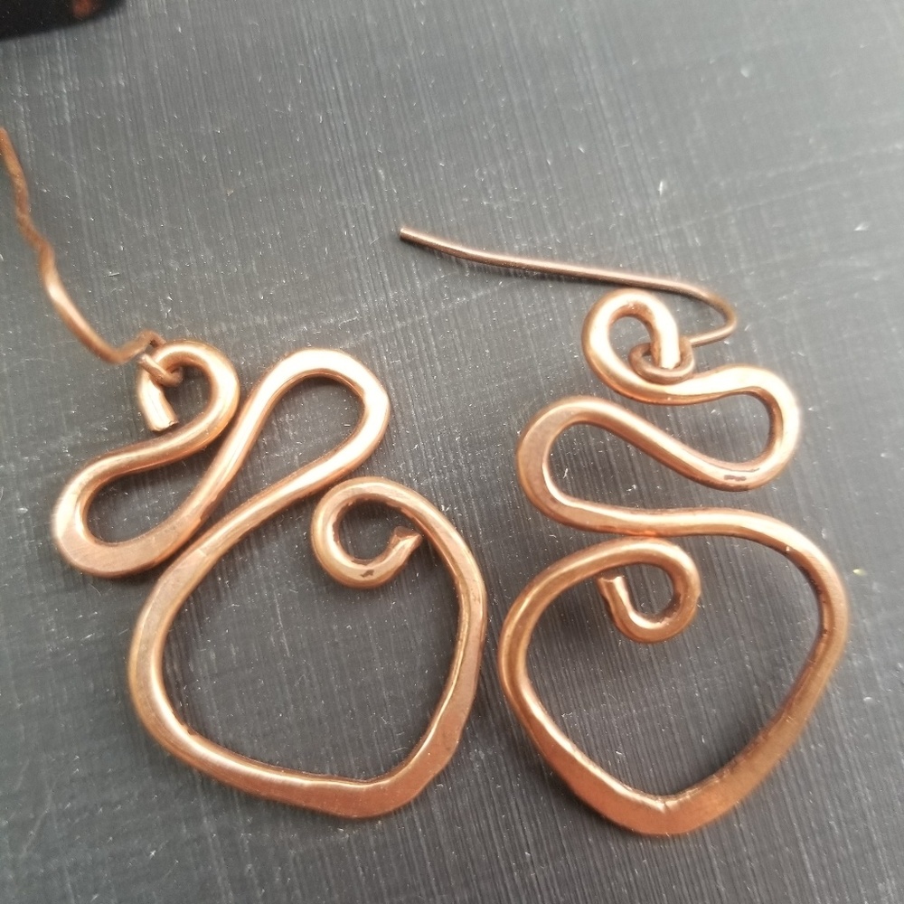 Handcrafted Copper Earrings - Picture 2 of 4